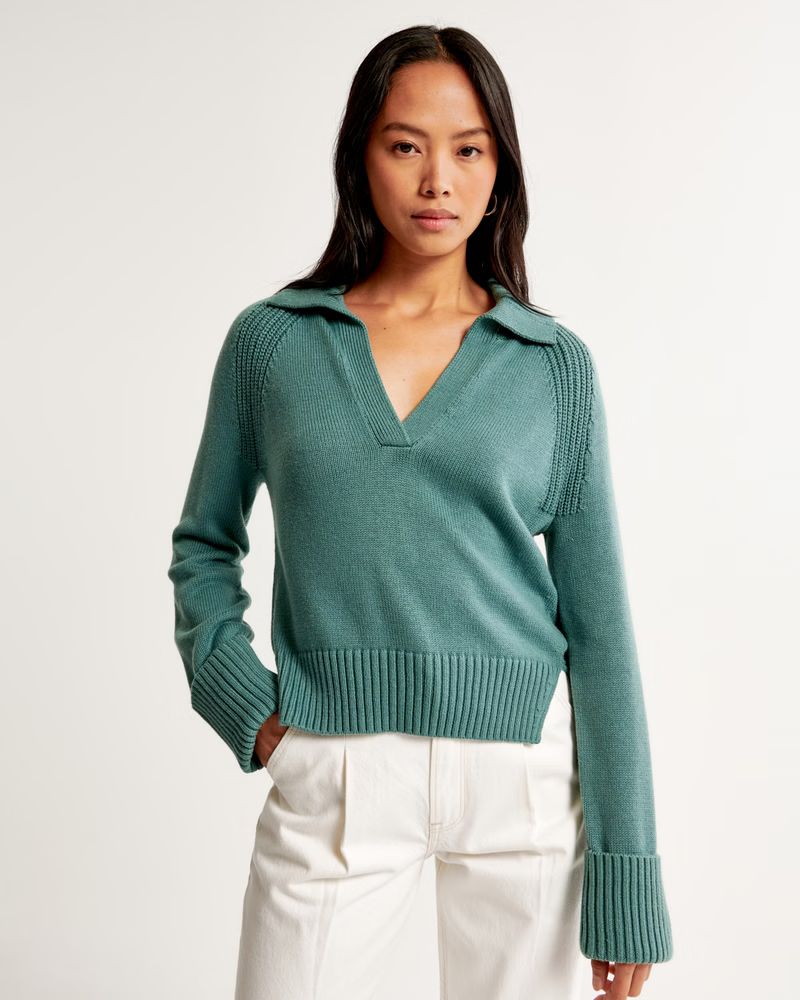 Women's Notch-Neck Sweater | Women's Tops | Abercrombie.com | Abercrombie & Fitch (US)