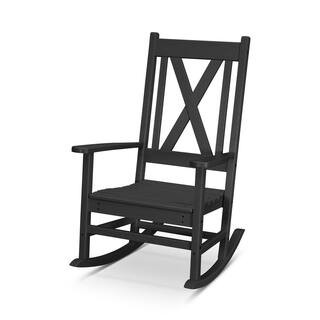 POLYWOOD Braxton Black Porch Plastic Outdoor Rocking Chair | The Home Depot