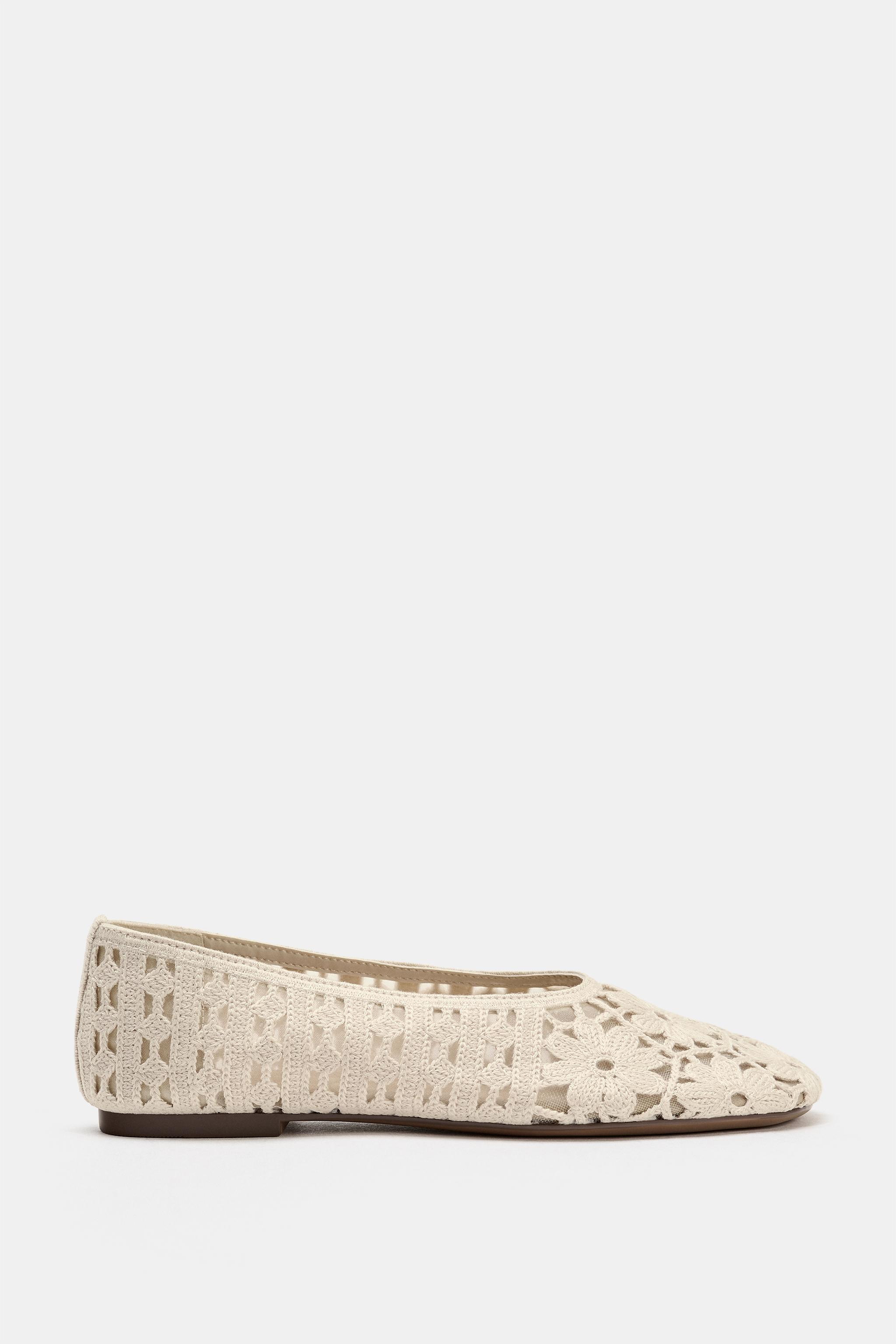 FLORAL CROCHET BALLET FLATS | Zara US