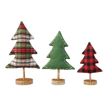 Holiday Time Fabric Table Top Tree Christmas Decorations, Set of 3 | Walmart (US)