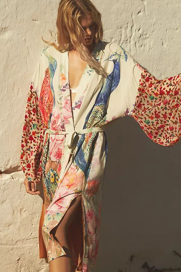 Aratta Bird Kimono By Anthropologie in White Size XS | Anthropologie (US)