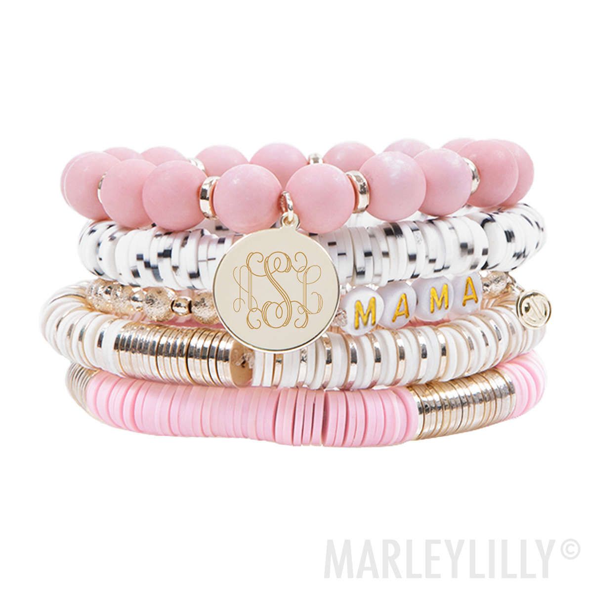 Monogrammed Mama Bracelet Stack | Marleylilly