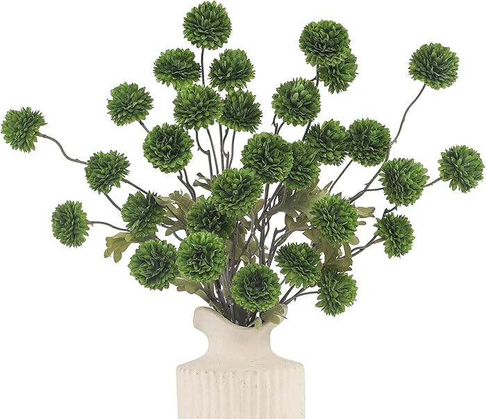 DuHouse 6pcs Artificial Flowers Faux Silk Pompon Mum,Silk Small Mini Chrysanthemum Ball with Stem... | Amazon (US)