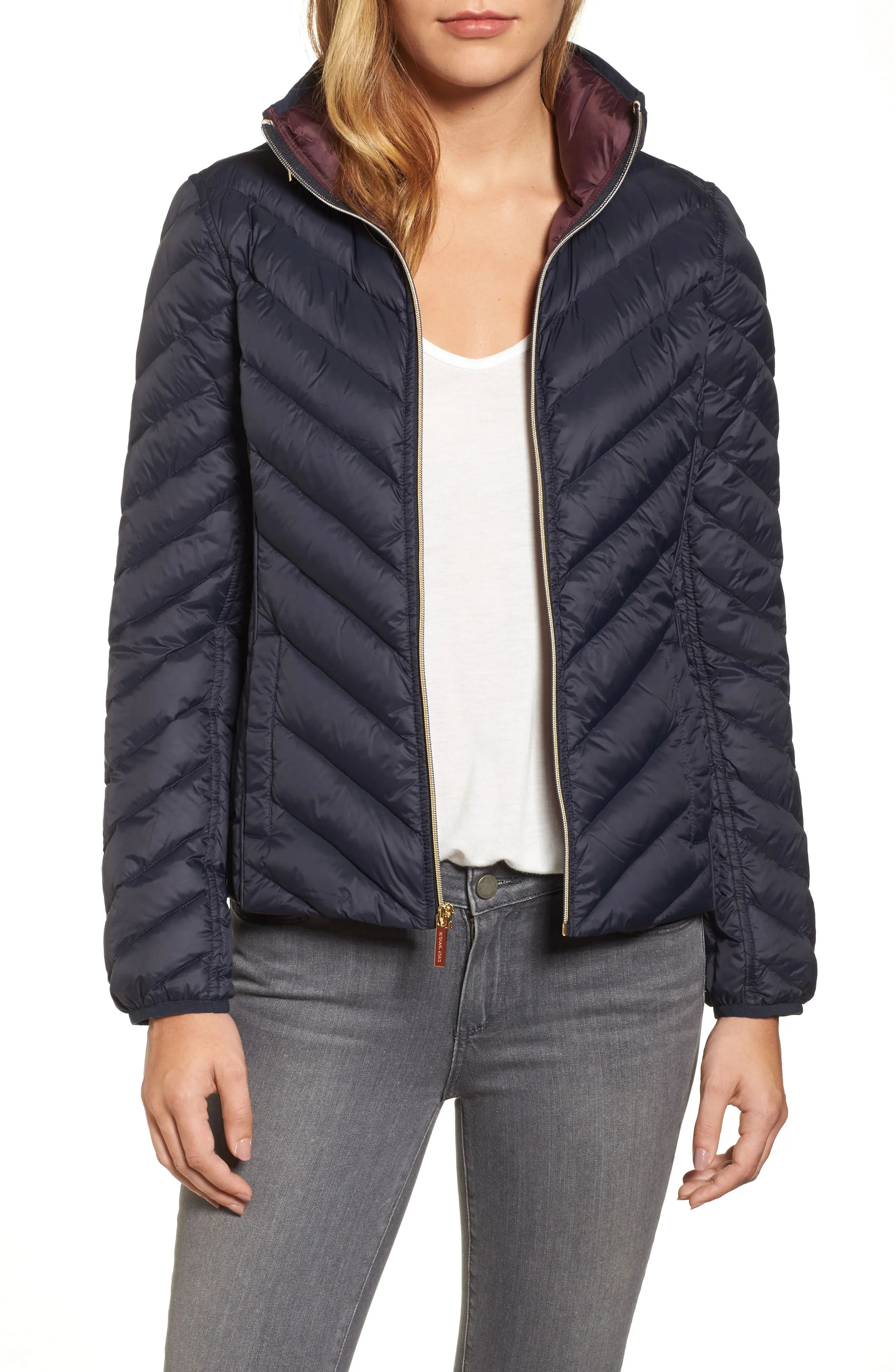 Chevron Quilted Packable Down Puffer Jacket with Stowaway Hood | Nordstrom