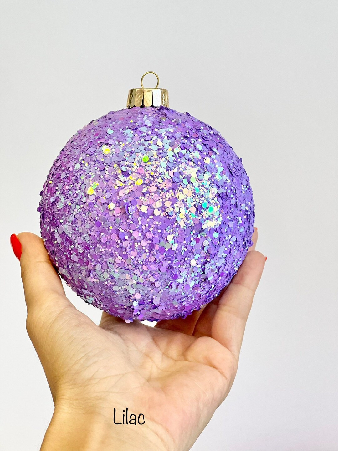 Lilac Christmas Ornament, Handmade Glitter Balls, Christmas Ball, Christmas Decorations, Christma... | Etsy (US)