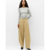 M&S Pure Cotton Cargo Barrel Leg Trousers Sandstone | Marks & Spencer (UK)