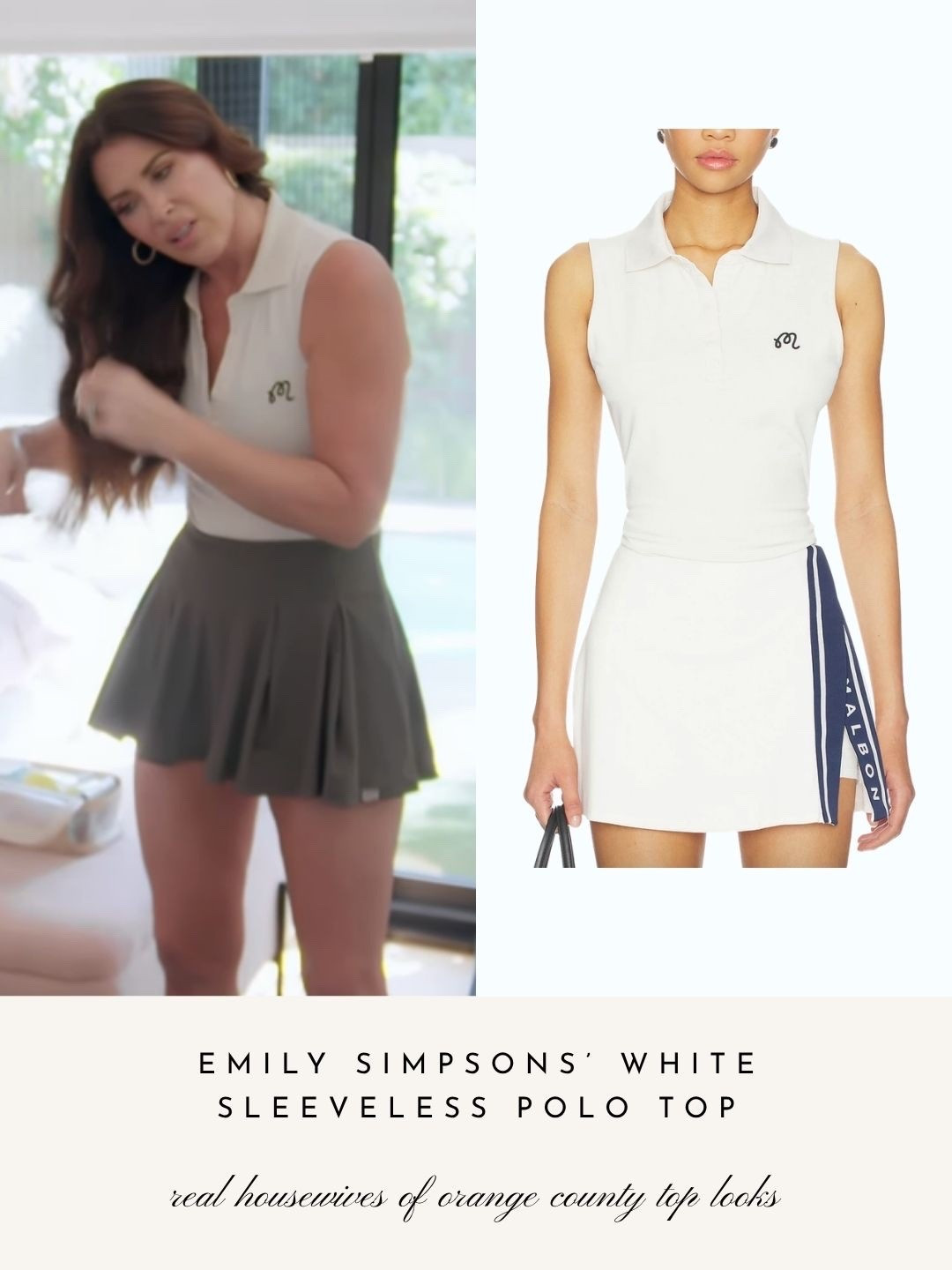 Emily Simpson’s White Sleeveless Polo Top
