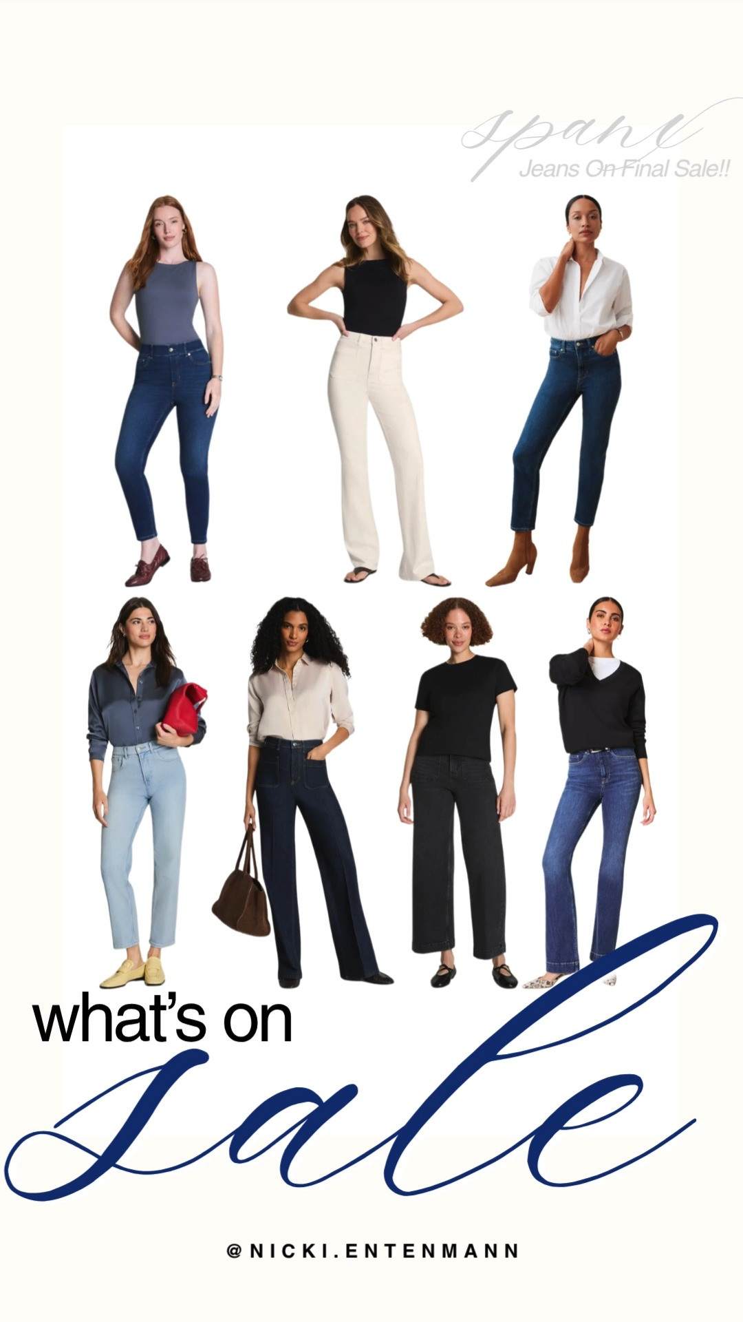 Score huge markdowns on flattering denim during the Spanx Jeans final sale! The edit features flattering high-waisted straight legs, wide-leg cut-offs, classic flares, and sleek skinny jeans in classic indigo, light wash, ecru, and black. Style these comfortable, smoothing jeans with tailored button-downs or casual tees for a sleek preppy-casual look.

#spanx #spanxdenim #whatsonsale #denimsale #fallfashion #preppycasual #everydaystyle 

 #LTKootd #LTKSaleAlert #LTKTravel