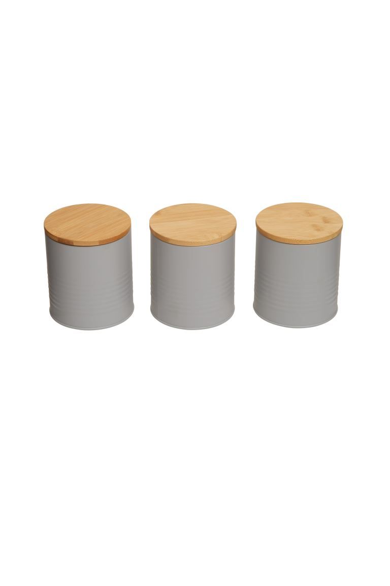 Alton Set Of 3 Canisters - Grey - Home All | H&M GB | H&M (UK, MY, IN, SG, PH, TW, HK)