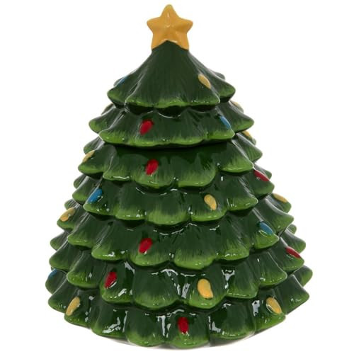 Hobby Lobby Christmas Tree Shaped Cookie Jar, Ceramic, 9" H x 7.5" W x 7.5" D, Holiday Kitchen Countertop Decor Treat Jar | Amazon (US)