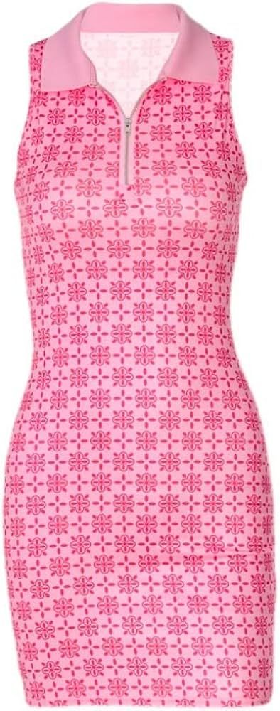KKAIRA Y2K Millennial Girl Barbie Pink Checkerboard Printing Polo Collar Sleeveless Dress hot Gir... | Amazon (US)