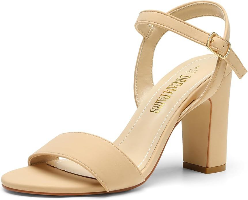 DREAM PAIRS Women's Open Toe Ankle Strap High Chunky Heel Sandals | Amazon (US)