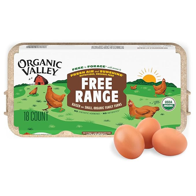 Organic Valley, Organic Free-Range Medium Brown Eggs - 18 ct | Amazon (US)