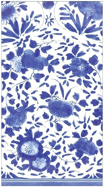 Caspari Delft Paper Guest Towel Napkins in Blue, Two Packs of 15 | Amazon (US)