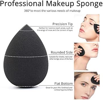 BEAKEY Makeup Sponge Set, 5 Pcs Black Foundation Blending Beauty Sponge, Flawless for Liquid, Cre... | Amazon (US)