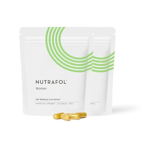 Nutrafol Women's Hair Growth Supplements, Ages 18-44, Clinically Proven for Visibly Thicker and Stronger Hair in 3-6 Months, Dermatologist Recommended - 2 Month Supply, 2 Refill Pouches | Amazon (US)