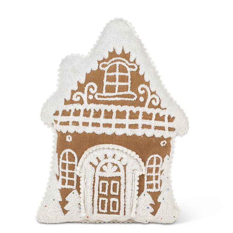 Abbott Gingerbread House Shaped Decorative Pillow 13" Tall – Cookie-Inspired Brown And White Ac... | Wayfair North America