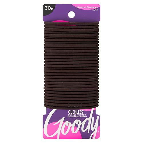 Goody Ouchless Hair Elastics – No Pull, No Breakage, Tangle-Free Hold for Thick, Curly, Coily & Textured Hair – 30 Count, Brown, Long-Lasting Ponytail Holders for Women & Men | Amazon (US)