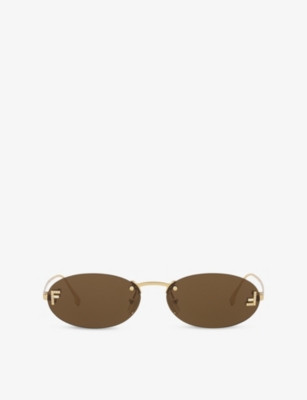 FE4075US Oval-Frame Metal Sunglasses | Selfridges