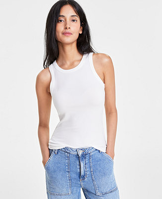 Women's Ribbed High-Neck Tank Top | Macy's