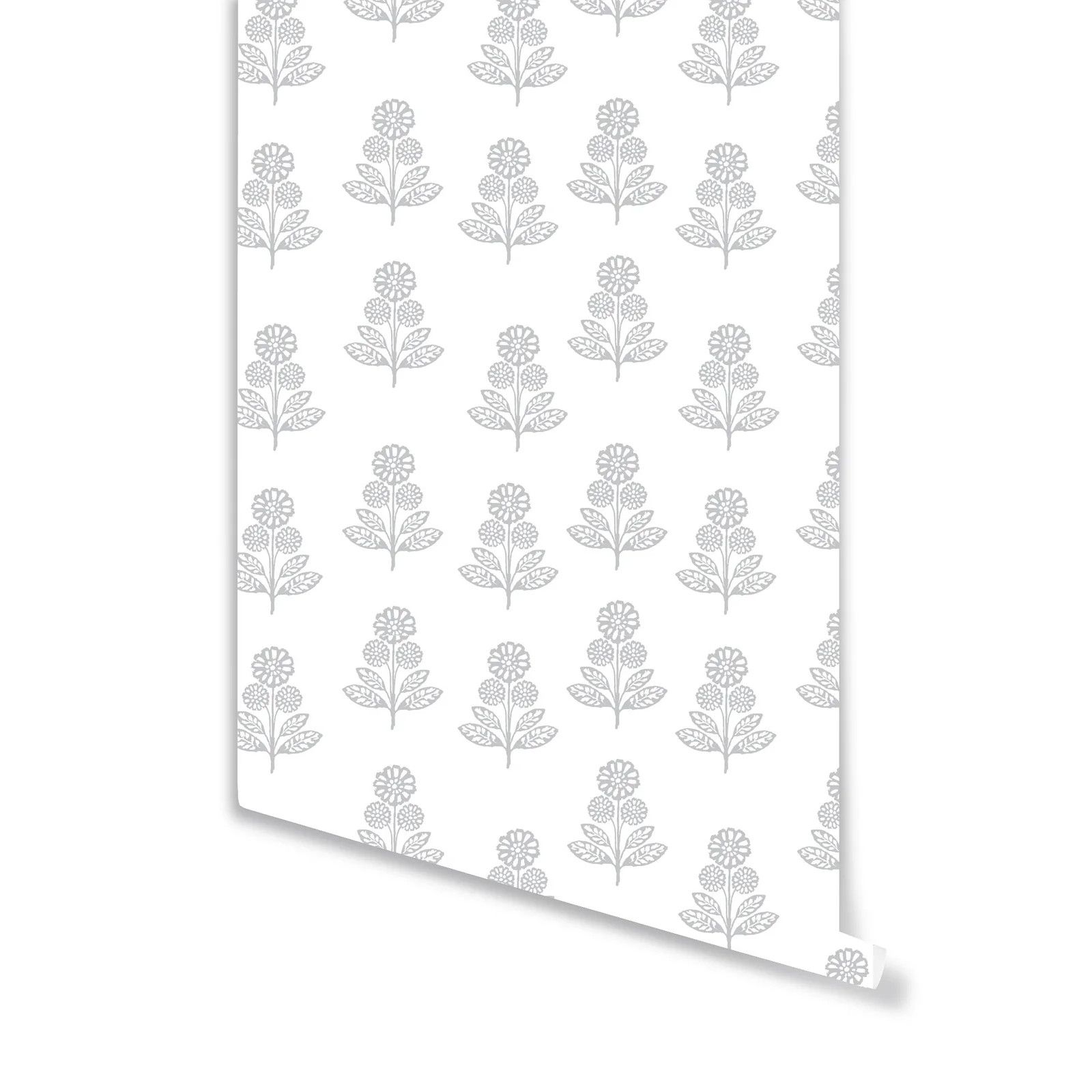 Stella Floral Wallpaper in Stone Grey | Brooke and Lou