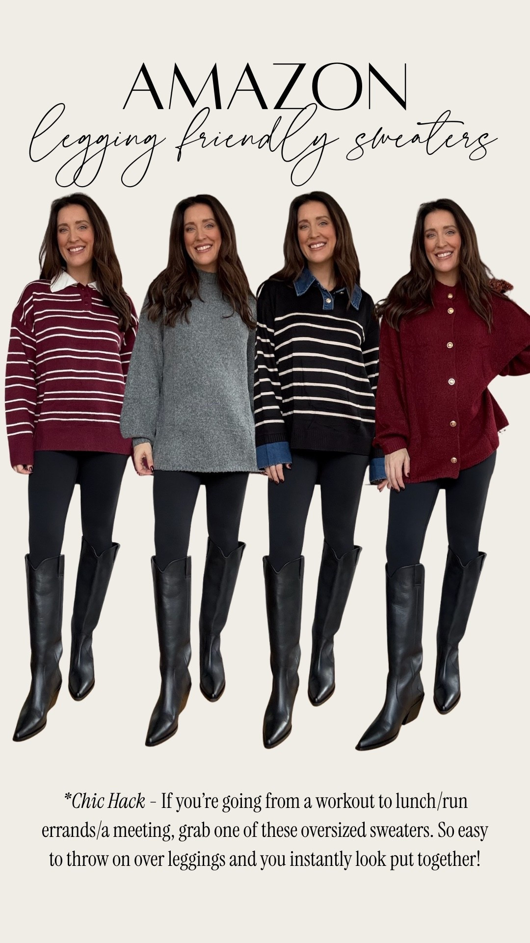 The best hack for post workout plans is to grab a chic sweater! My top fav Amazon leggings friendly sweaters I love. Paired all of these with the best maternity leggings 

#LTKBump #LTKActive