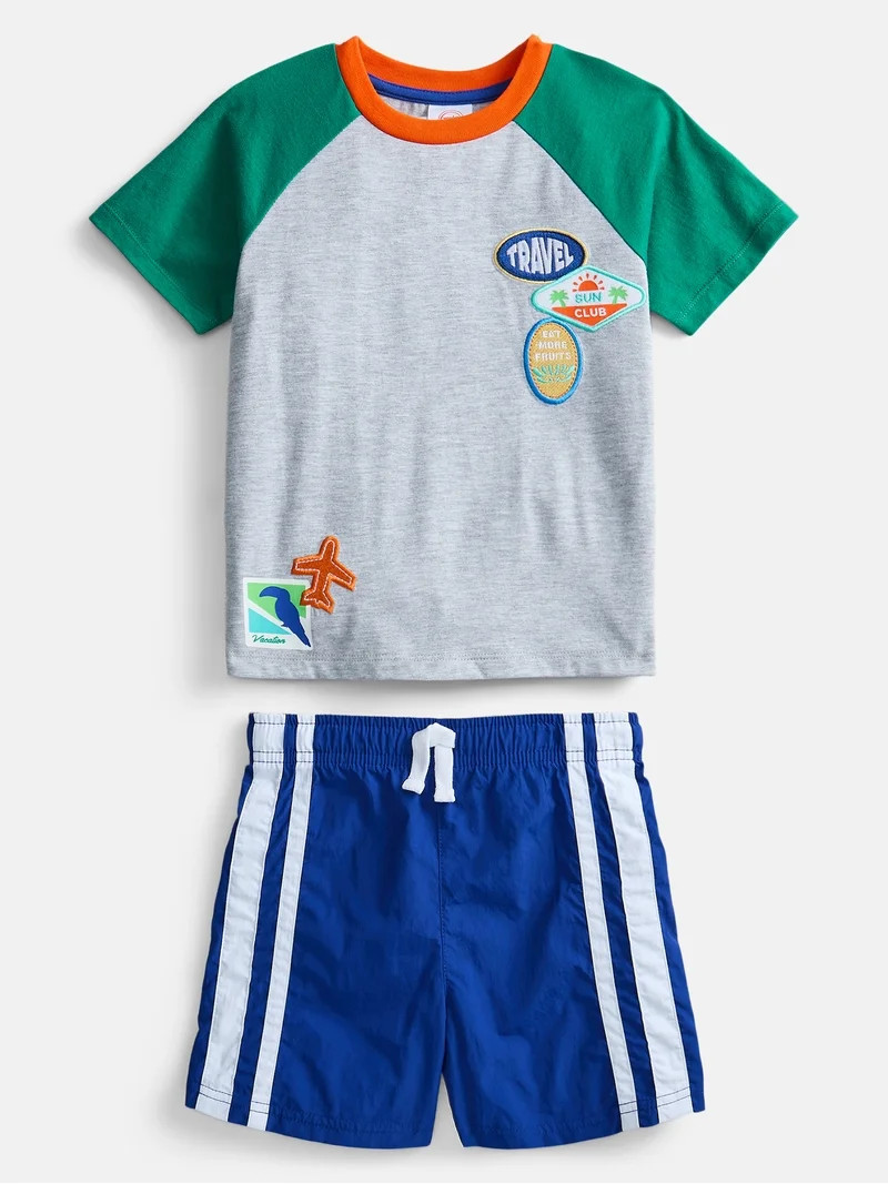 Wonder Nation Toddler Boys Short Sleeve Graphic Tee and Shorts Set, 2-Piece Sizes 12M-5T | Walmart (US)