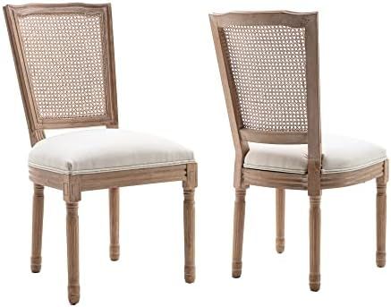 GeMon Farmhouse Dining Chairs Set of 2 Rattan Dining Chairs with Upholstered Seat Cane Back Dinin... | Amazon (US)