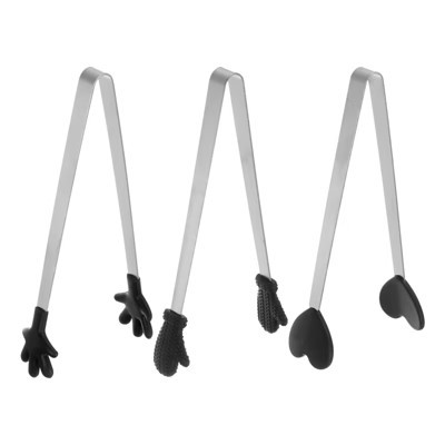 Unique Bargains Stainless Steel Silicone Tips Heart Hand Glove Shape Mini Food Tongs 5.5 Inch Black 1 Set | Target
