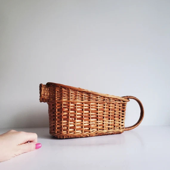 Vintage Wicker Wine Bottle Basket Holder Rattan MCM Bottle | Etsy | Etsy (US)