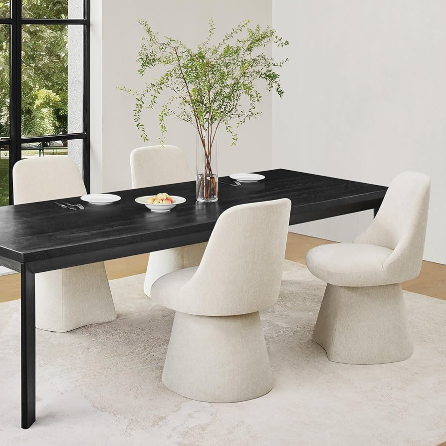 Swivel Dining Chairs Set of 4, Upholstered Mid Century Modern Deskchair with High Back, Linen Fab... | Amazon (US)