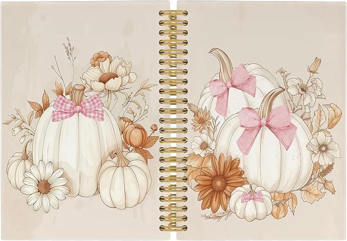 Fall Coquette Bow White Pumpkin Journal Notebook - Autumn Girly Floral Notebooks College Ruled fo... | Amazon (US)