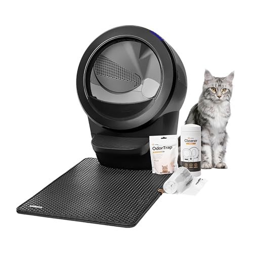 Litter-Robot 4 Core Bundle by Whisker, Black - Automatic, Self-Cleaning Cat Litter Box, Includes Litter-Robot 4, 6 OdorTrap Refills, 25 Liners, 30 Cleaner Wipes, Mat & Fence | Amazon (US)