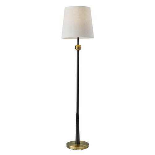 Aubrey Floor Lamp, Black/Antique Brass | One Kings Lane