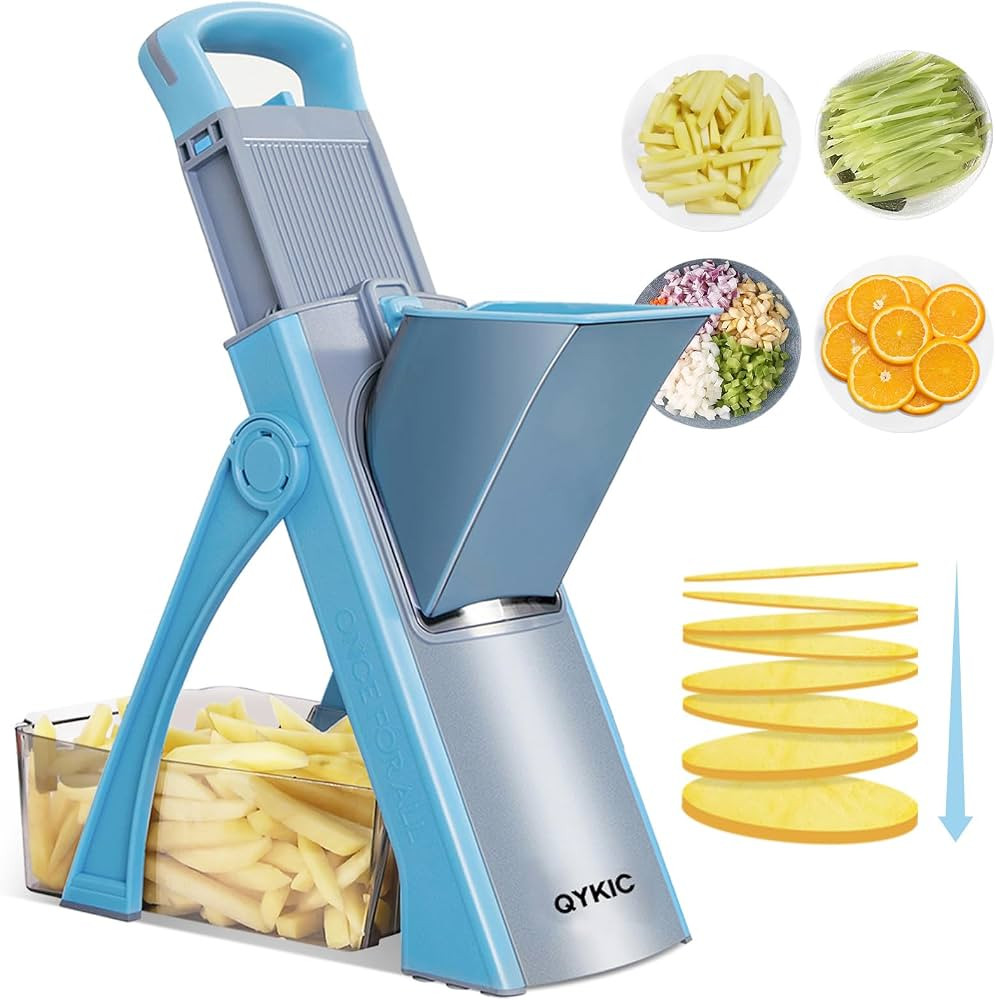 QYKIC Upgrade Safe Mandoline Slicer for Kitchen, All in 1 Vegetable Chopper, Potato Slicer with T... | Amazon (CA)