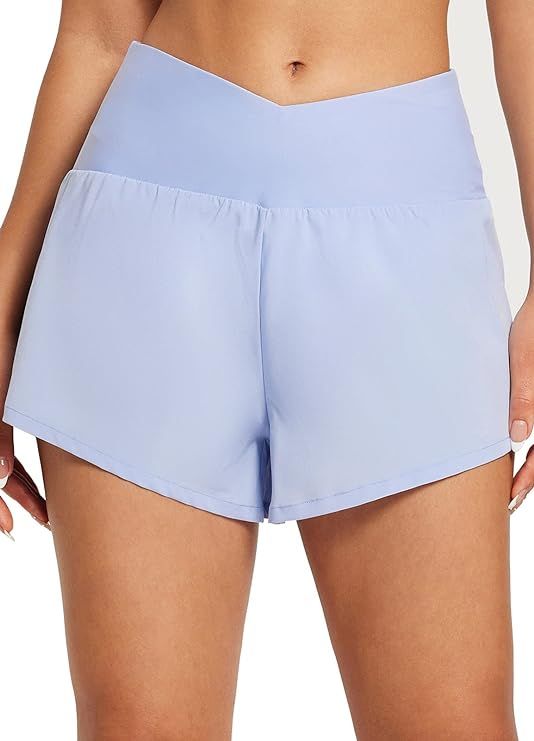 BALEAF Women's 3" High Waisted Swim Shorts V Front Board Shorts with Liner Quick Dry Crossover Ba... | Amazon (US)