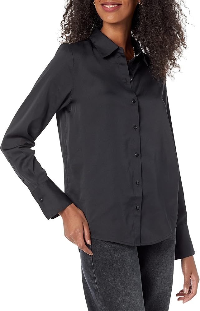 Amazon Essentials Womens Regular-Fit Satin Button Down Blouse (Available in Plus Size) | Amazon (US)