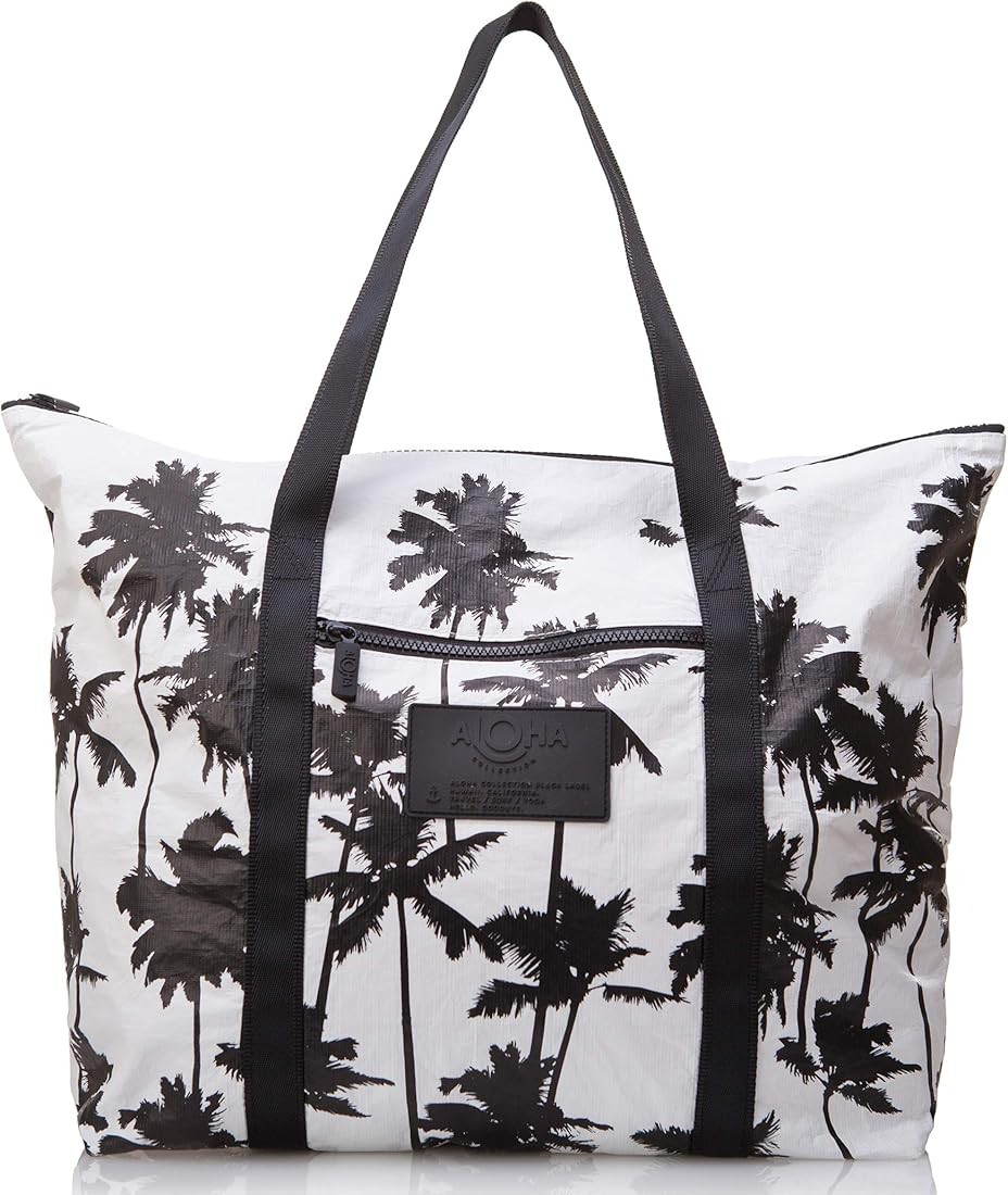 ALOHA Collection Coco Palms Zipper Tote in Black | Lightweight, Packable, and Splash-Proof Beach ... | Amazon (US)