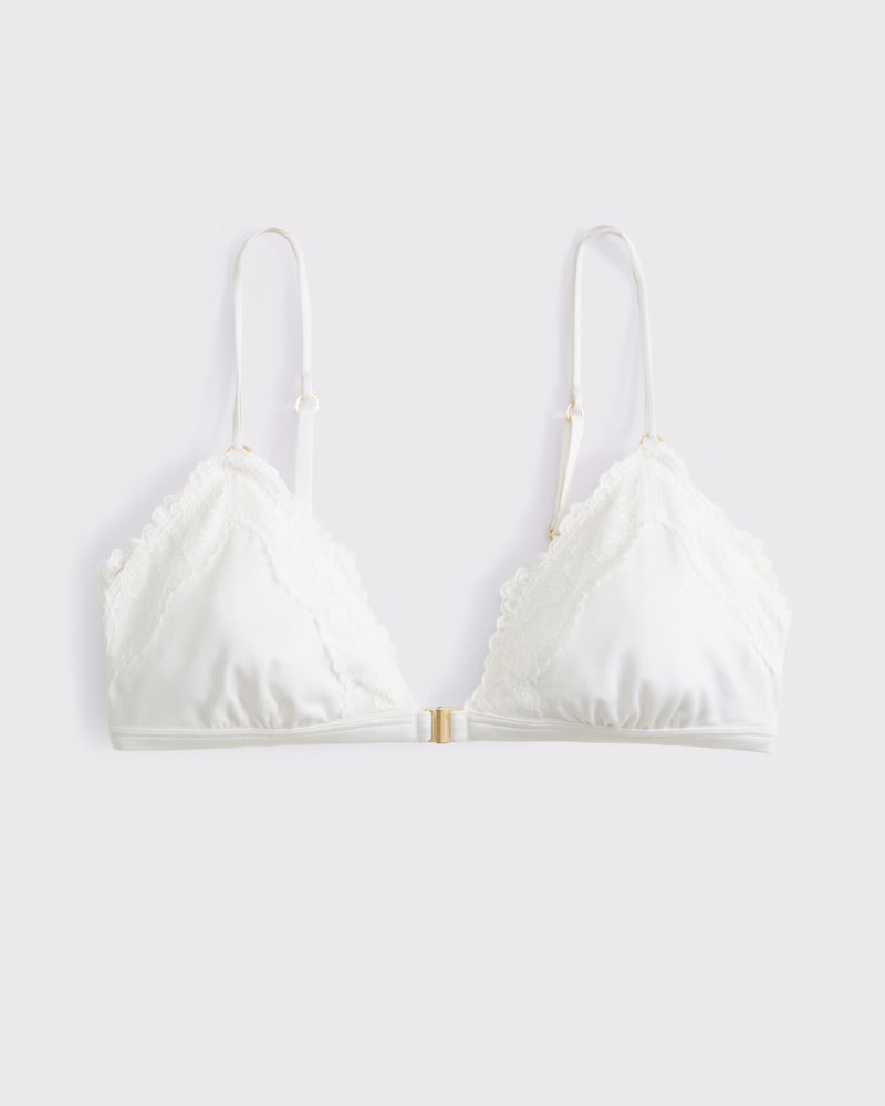 Abercrombie & Fitch Women's Front Closure Lace Bralette in White - Size L | Abercrombie & Fitch (US)