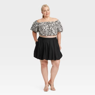 Women's Bubble Mini Skirt - A New Day™ Black 1X | Target