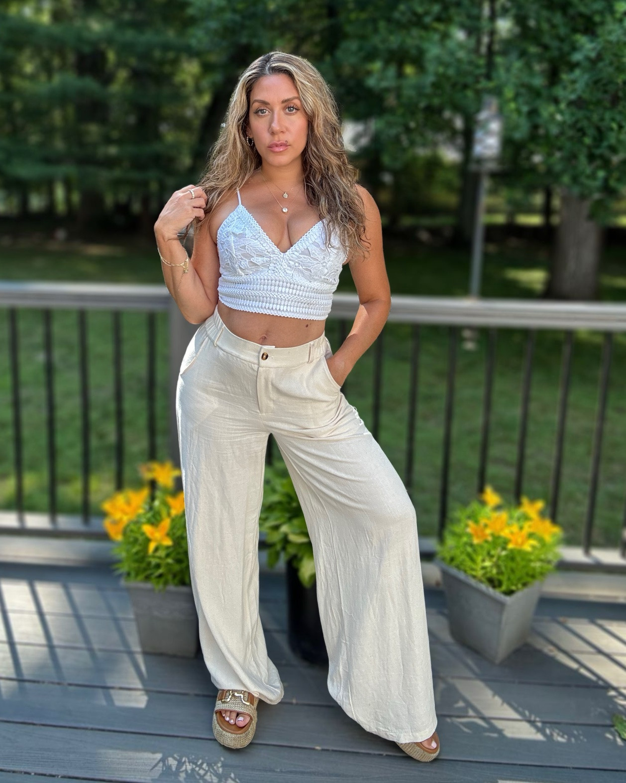 Linen pants you’ll wear all summer long! 🌞Tagging onto my last post, these comfy, high-waisted linen pants are the perfect pair that won’t leave you sweltering. They’re light, breezy, and can be styled with your fave summer tops, and a sweater or blazer to complete the look. Flattering even for petites with a tailored waistline and wide leg that’s not overpowering.  Wearing a size small. The crochet top is also a small and comes in numerous colors. Be sure to size up if you are a true size small, but also a 34 C++

I’ve linked some beautiful straw bags to complete the look and my fave straw summer slides too. 

#summerstyles #linenpants #dancershape #summeruniform

#LTKootd #LTKSeasonal #LTKTravel