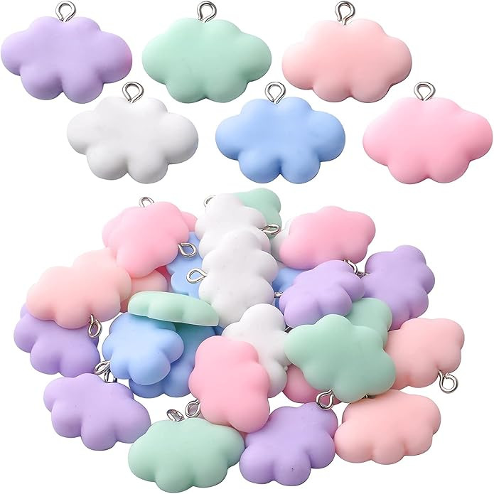 Aylifu 30pcs Cloud Charm Pendant Colorful Resin Charms 3D Cartoon Cloud Charms Resin Cloud Keycha... | Amazon (US)