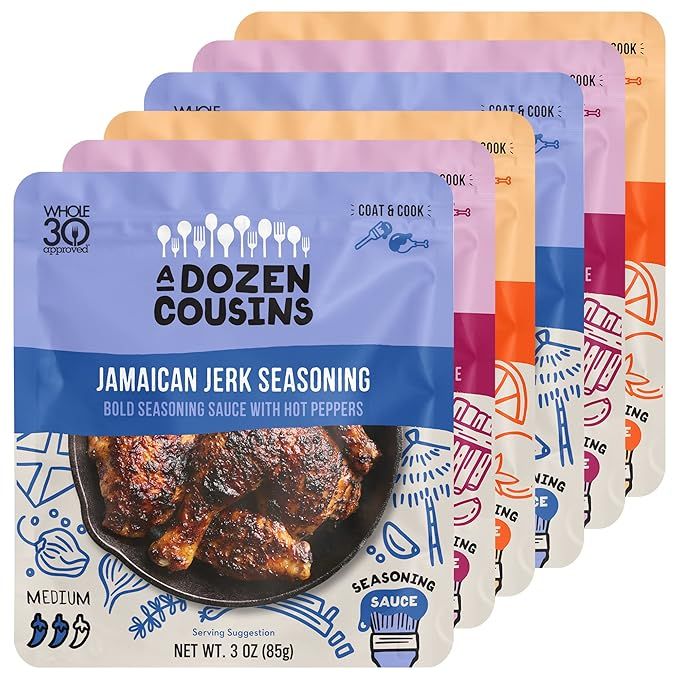 A Dozen Cousins Entrée Seasoning Sauce - Simply Coat and Cook - 6 Count Variety Pack - Jamaican ... | Amazon (US)