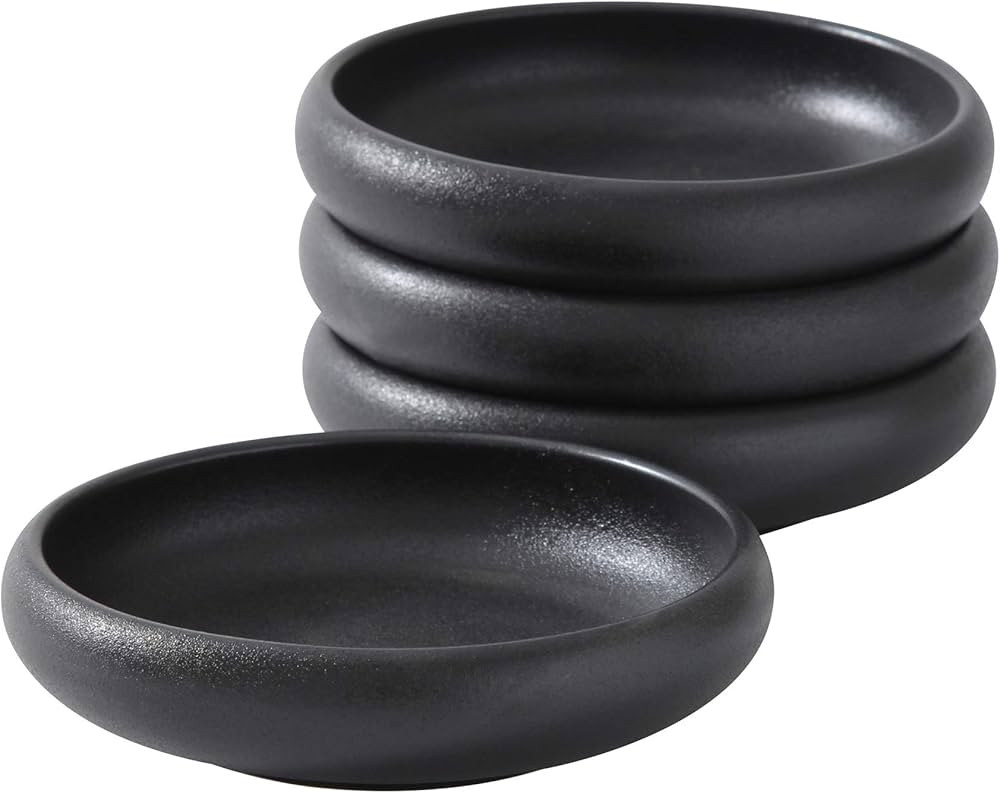 Uaral Japanese Salad Plate,Black Plates and Bowls Set,Stoneware Black Plate Set,Appetizer Plates ... | Amazon (US)