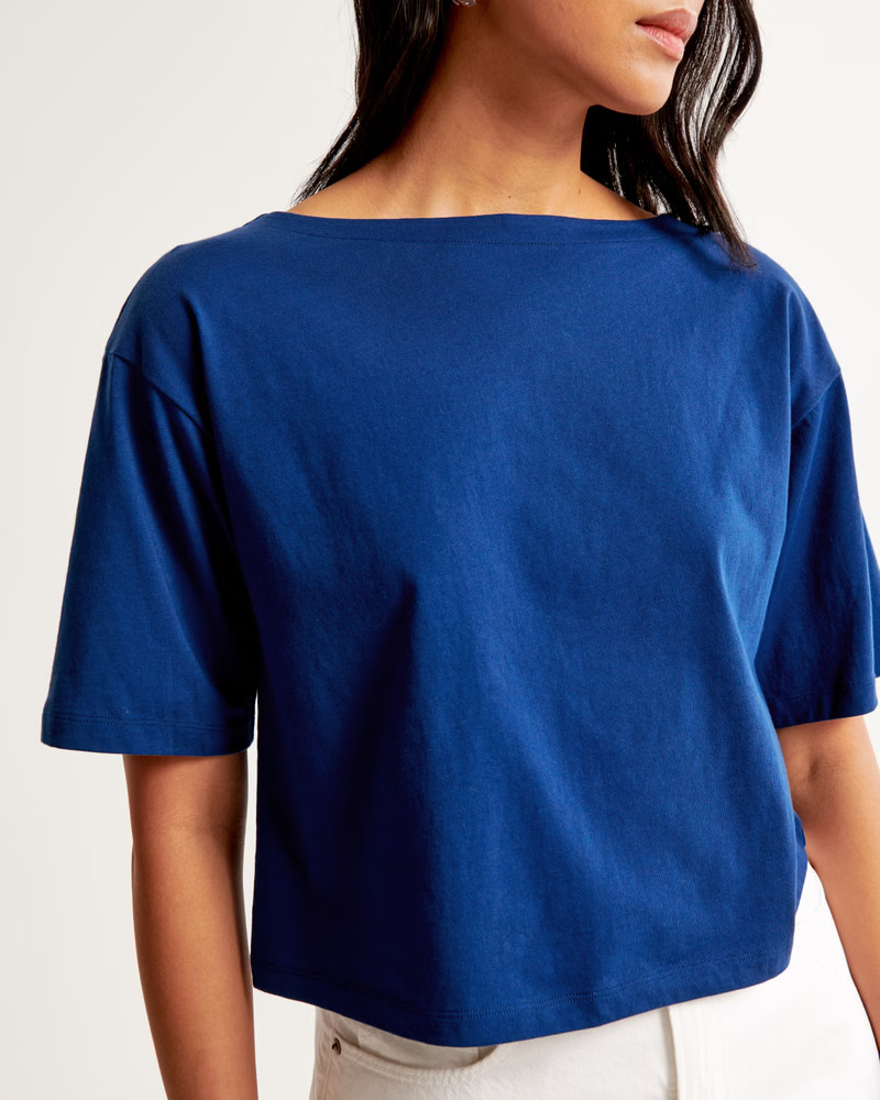 Essential Polished Half-Sleeve Slash Tee | Abercrombie & Fitch (US)
