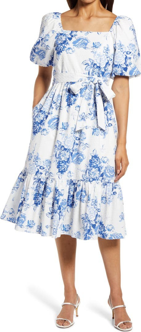 Toile Clip Dot Puff Sleeve Dress | Nordstrom
