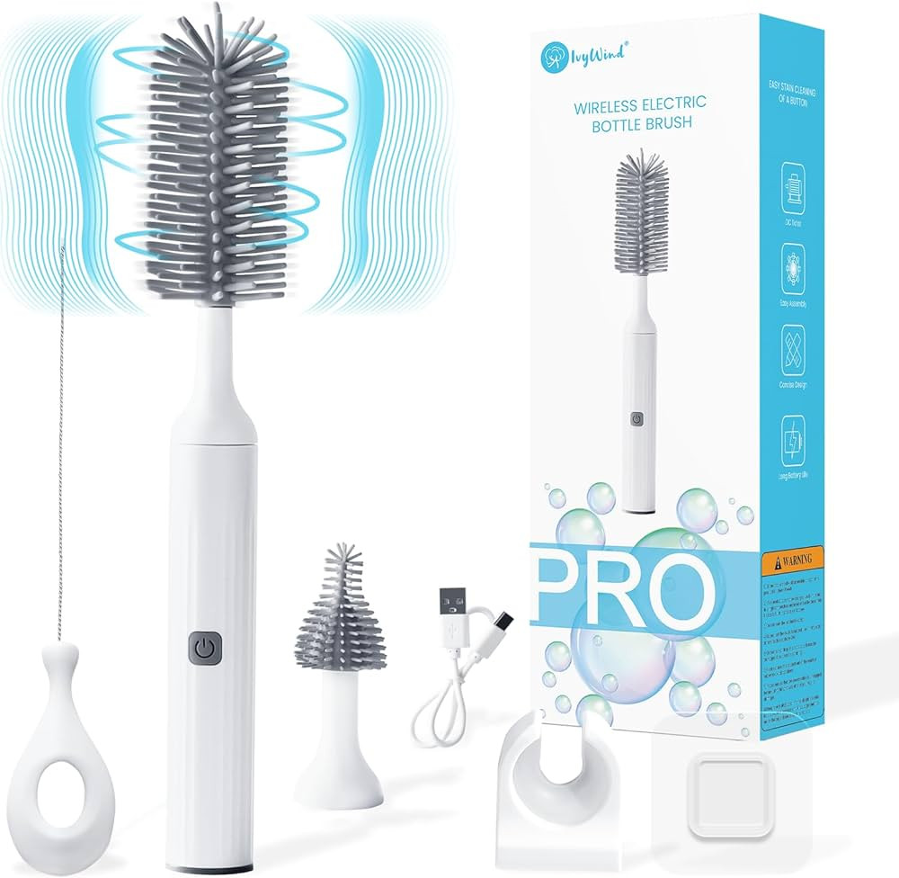 Electric Baby Bottle Brushes USB Rechargeable, Waterproof Bottle Cleaner Brush Wall-Mounted, with... | Amazon (US)