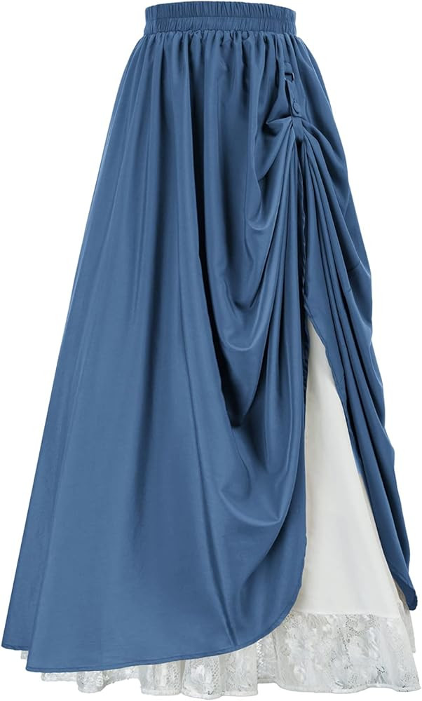 Scarlet Darkness Maxi Long Skirt for Women Double Layered Renaissance Skirts | Amazon (US)