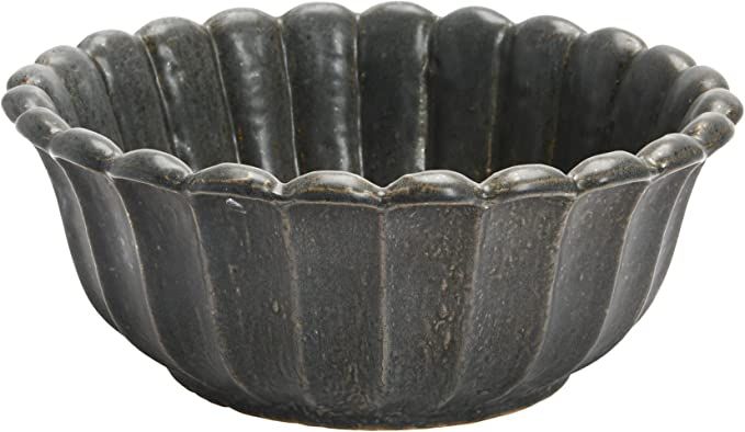 Creative Co-Op Stoneware Flower Shaped Bowl, Matte Black Reactive Glaze, 10''L x 10''W x 4''H | Amazon (US)