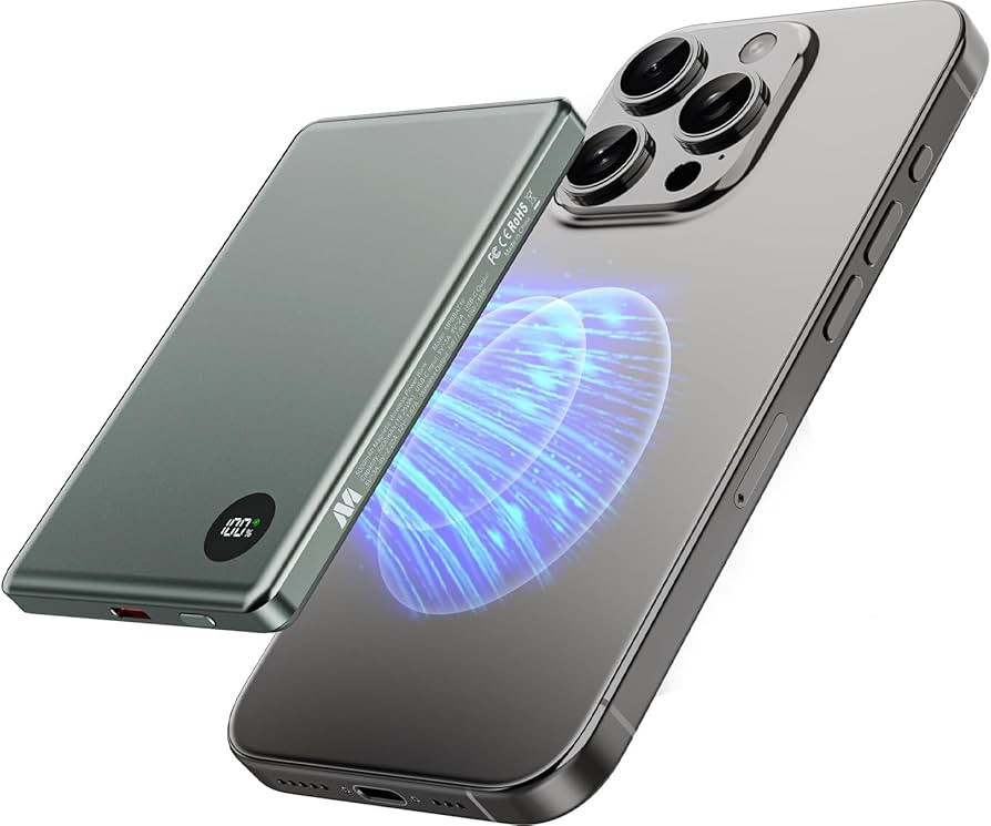 MYBAT Magnetic Portable Charger 5000mAh - Wireless Power Bank, Ultra Slim Design, MagSafe Battery... | Amazon (US)